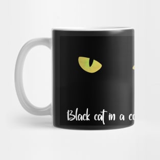 Black cat in a coal mine Mug